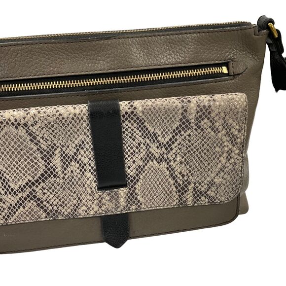 Fossil Brown Snake Embossed Leather Crossbody Bag - Picture 4 of 10